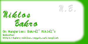 miklos bakro business card